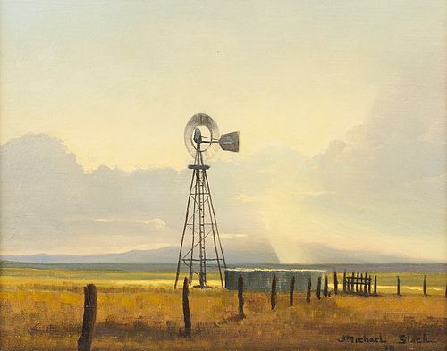 Michael Stack "Sonoita Windmill" Oil on Canvas