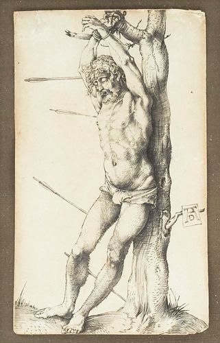 Albrecht Durer "St. Sebastian Tied to a Tree" Engraving