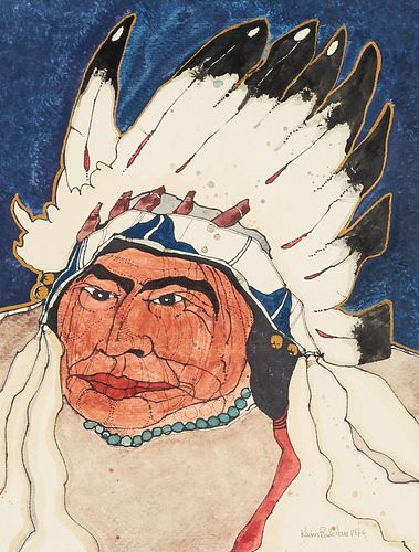 Kevin Red Star Native American Portrait Mixed Media