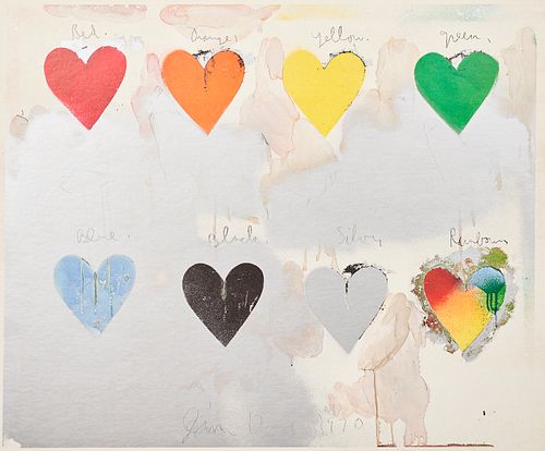 Jim Dine "8 hearts / look" Offset Lithograph 1970