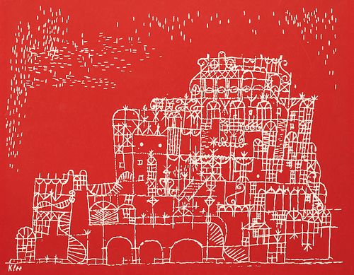 After Paul Klee Red Lithograph Poster
