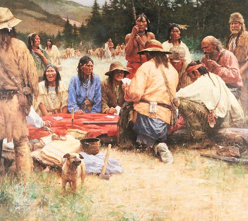 Howard Terpning "A Friendly Game at Rendezvous 1832" Giclee on Canvas