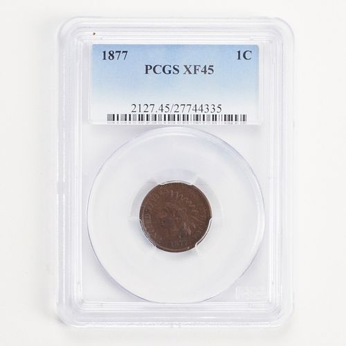 1877 1 Cent Coin PCGS XF 45