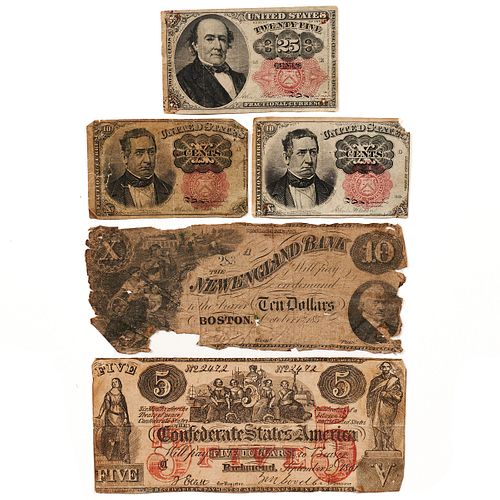 Grp: 5 19th C. American Paper Currency CSA