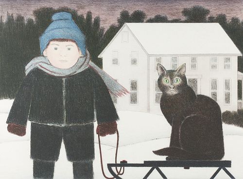 Will Barnet "The Sled" Lithograph