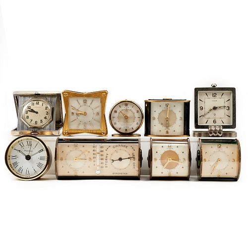 Grp: 9 Desk Table Travel Clocks - Waltham - Tiffany - Le Coultre