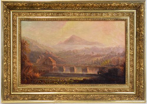 Style of Sanford Gifford Mountain Vista Oil on Canvas