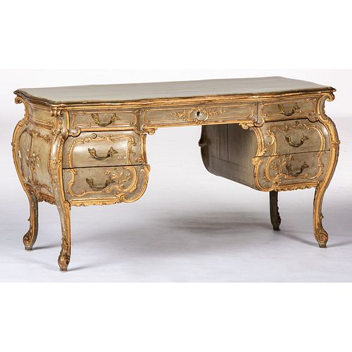 An Italian Rococo-style Painted and Parcel Gilt Desk