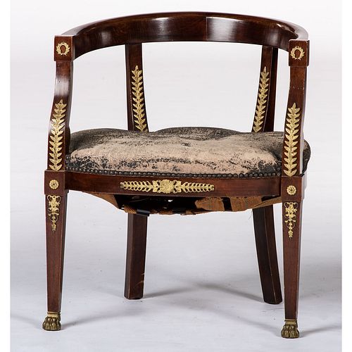 An Empire-style Gilt Metal Mounted Mahogany Bergere