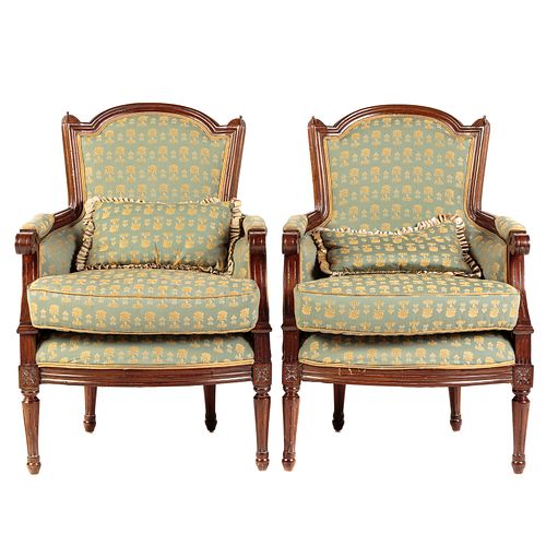 Pair of Marie Albert Louis XVI Style Arm Chairs
