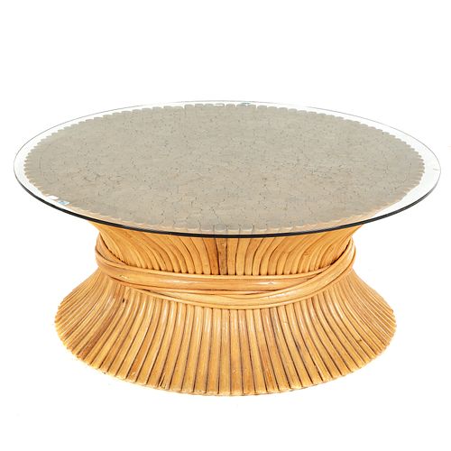 McGuire Contemporary Round Glass Top Coffee Table