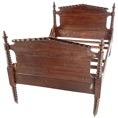 Elizabethan Revival Stained Pine Bedstead