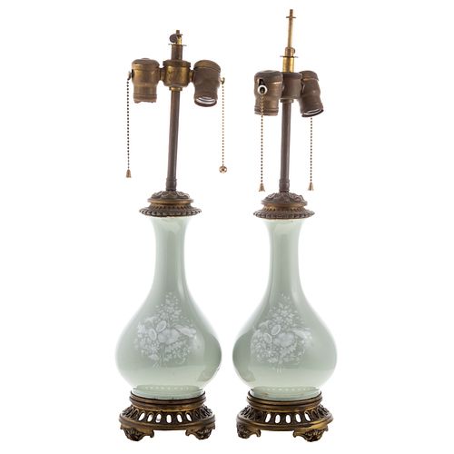 Pair of Continental Pate-Sur-Pate Vase Lamps