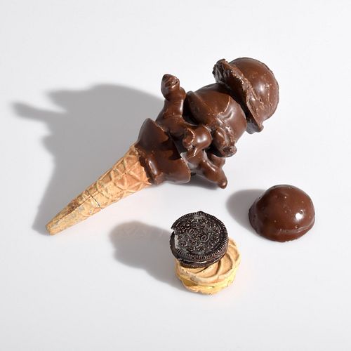 4 David Gilhooly Sculptures, Ice Cream Cone & Cookies