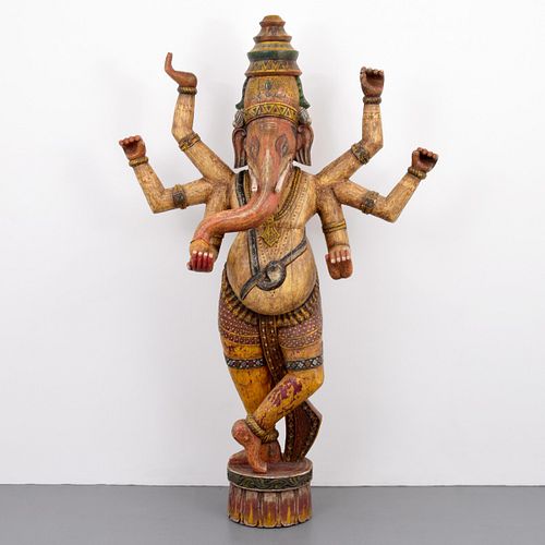 Monumental Ganesha Carved Sculpture, 96"H
