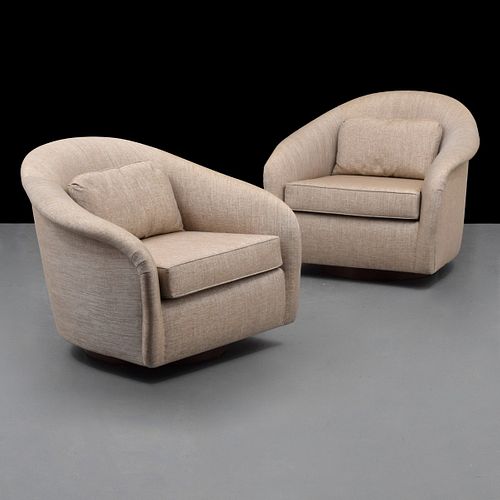 Pair of Swivel Lounge Chairs, Manner of Milo Baughman 
