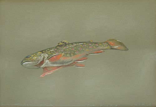 Jack Beal Pastel Drawing, Fish