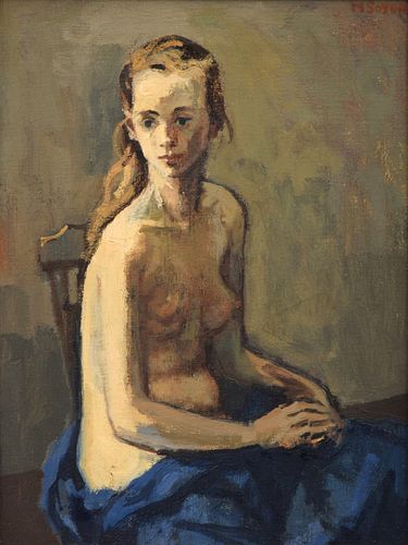 Moses Soyer Figural Painting, Female Nude