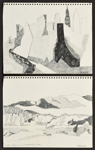 2 Dan Gladwell Drawings, Cityscape & Landscape