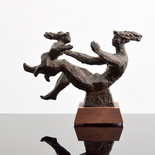Chaim Gross "Mother Playing" Bronze Sculpture