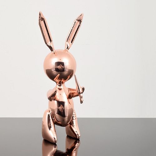 Jeff Koons (after) Rose Gold Rabbit Balloon Sculpture