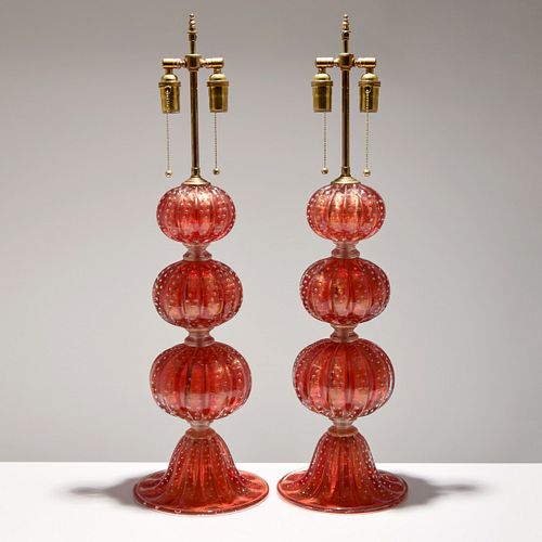 Pair Murano Lamps, Manner of Barovier & Toso