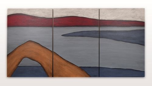 Massive Toby Kahn Landscape Painting, Triptych