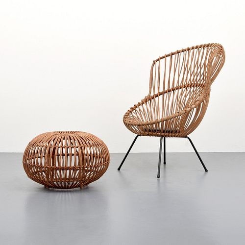 Lounge Chair & Ottoman, Manner of Franco Albini