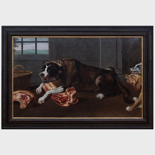 Attributed to or After Juriaen Jacobsen (c. 1625-1685): A Hound Guarding His Bone in a Larder