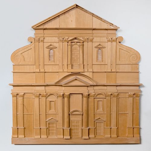 Carved Wood Model of a Neoclassical FaÃ§ade