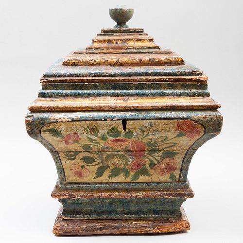 Venetian Polychrome Painted and Silver-Gilt Table Box