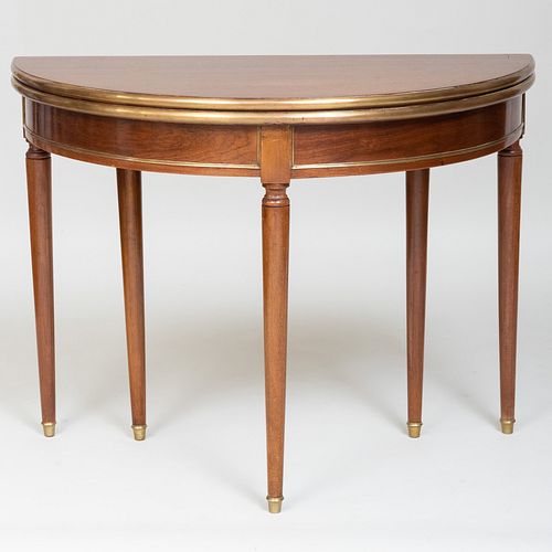 Directoire Style Brass-Mounted Mahogany D-Shaped Games Table