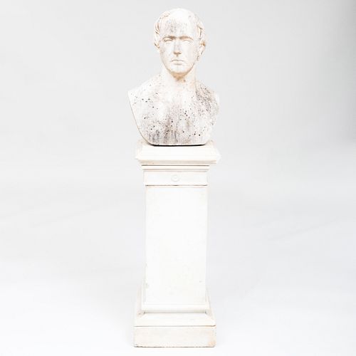 Carved Marble Bust of a Gentleman on a Marble Pedestal