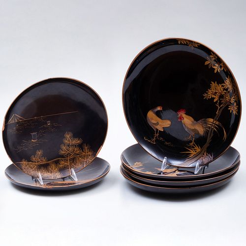 Group of Six Japanese Lacquered Dishes