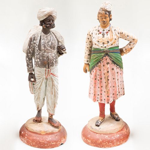Two Indian Painted Terracotta Figures