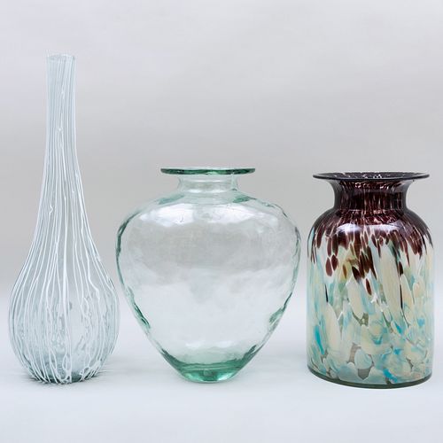 Group of Three Contemporary Glass Vases