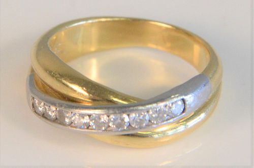 18K gold and platinum ladies band, channel set with diamonds, total .40 carats, size 6, 7.6 grams total weight