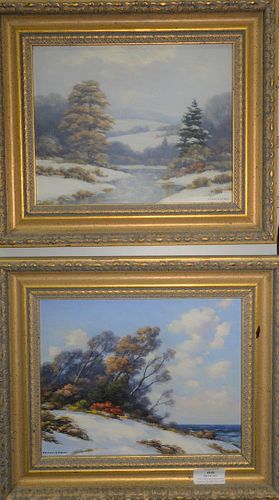 Pair of Francis Dixon (American, 1897 - 1967)
winter landscapes
oil on canvasboard; oil on board
each signed Francis Dixon and one titled "Winter Wind