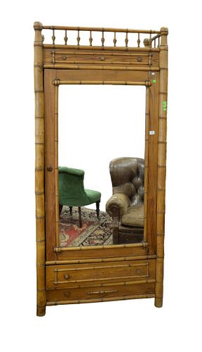 Faux Bamboo Armoire with mirrored door height 83 inches, width 38 inches