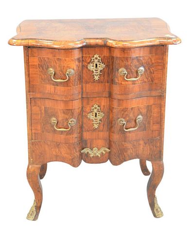 Continental Style Walnut Two Drawer Stand
height 30 inches, width 24 1/2 inches