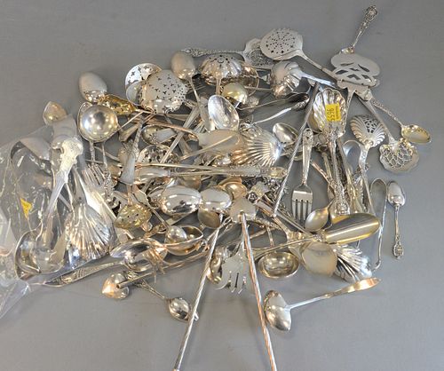 Sterling Silver Lot
to include spoons, strainer spoons, ice tea spoons, coin silver (9 pieces), and small ladles, etc. 
51.9 t.oz.