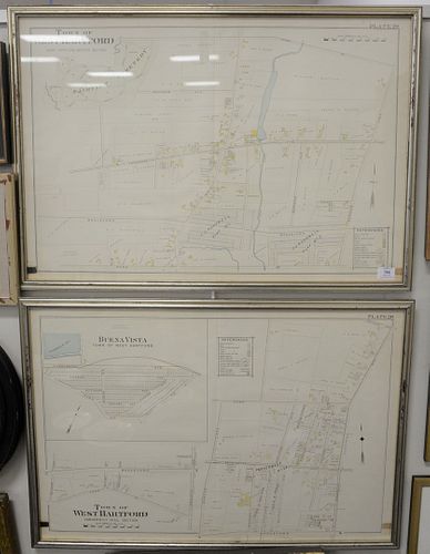 Two Framed West Hartford, Connecticut Maps
with hand coloring by L.J. Richards of West Hartford, Connecticut
circa 1890's
24" x 34" framed