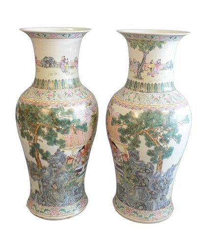 Pair Rose Famille Palace Vases
20th Century
height 38 inches