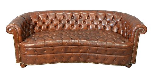 Brown Leather Tufted Sofa
height 28 inches, length 73 inches