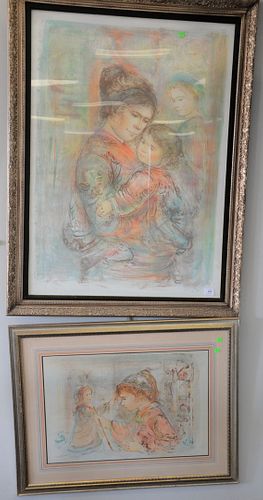 Two Edna Hibel (American, 1917 - 2015) Lithographs
to include "Small Family"
lithograph in colors on paper
signed and numbered 48/155 in pencil along 