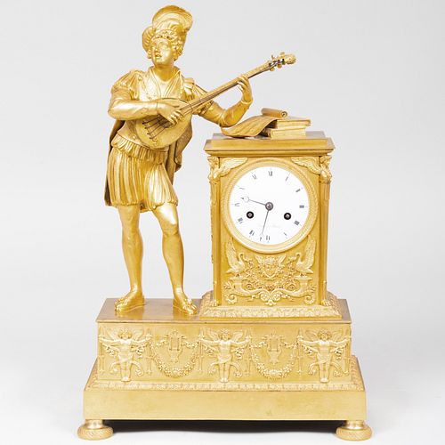Empire Ormolu Figural Mantel Clock