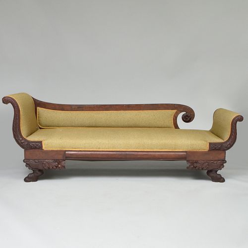 Late Federal Carved Mahogany Recamier