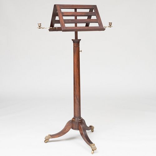 Regency Brass-Mounted Rosewood Double-Sided Music Stand