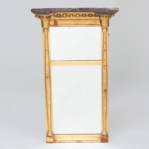 Small Federal Giltwood Two Part Mirror
