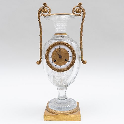 Charles X Desarnaud Ormolu-Mounted Glass Urn Form Clock